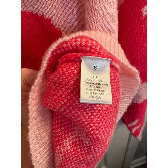 Altar'd State Pink Red Smiley Face Crewneck Sweater Small BRW02809-ATS - Picture 5 of 10